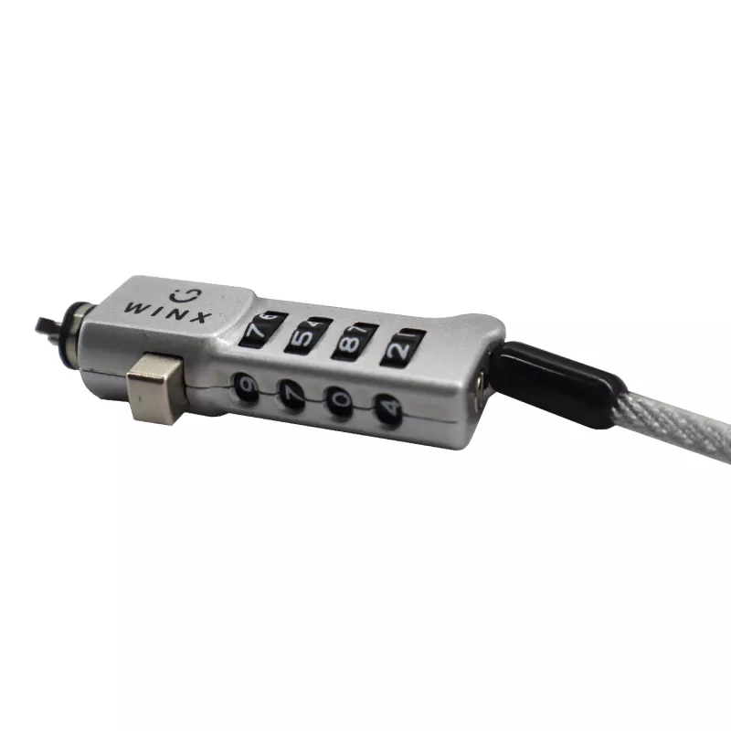 WINX Secure Max Candado de cable universal con código - Candado de combinación reseteable de 4 dígitos, acero trenzado, 1,8 m, Negro/Plata