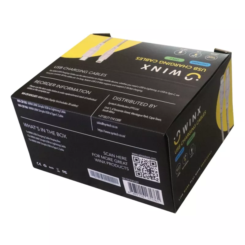 Cable de carga WINX USB a Type-C|Lightning 2 en 1 split 1,2m negro
