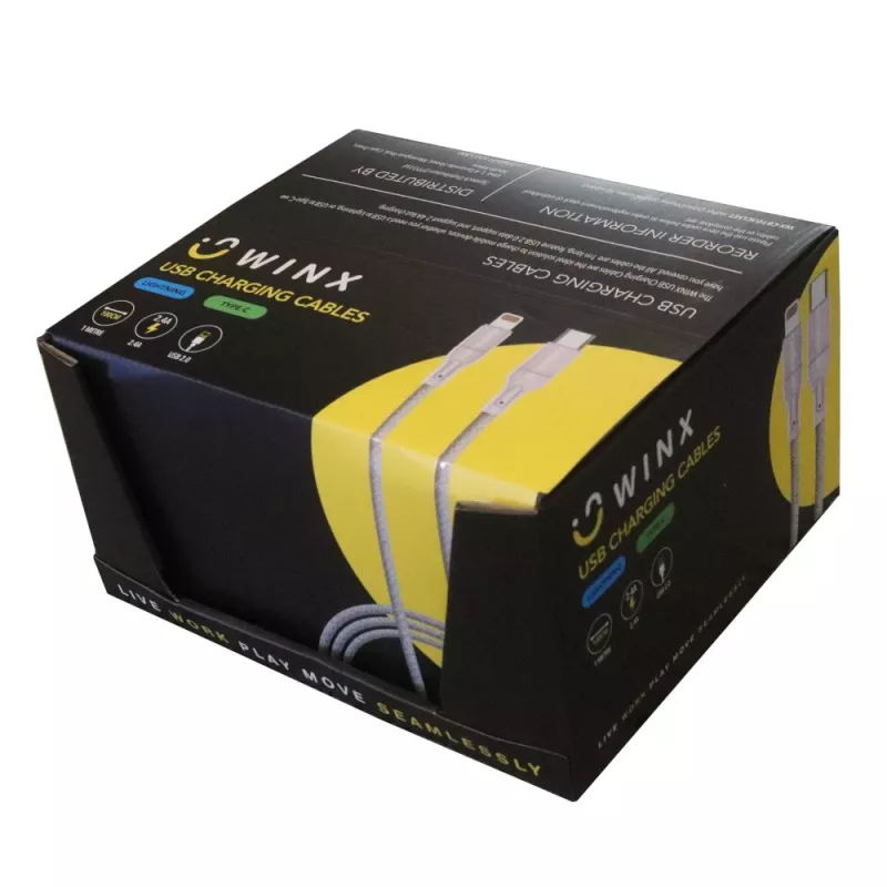 Cable de carga WINX USB a Type-C|Lightning 2 en 1 split 1,2m negro