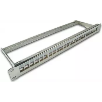 Wirewin Panel de parcheo ciego Keystone de 24 puertos, 19 pulgadas, níquel, apantallado (TKS PANEL 24 NICKEL)