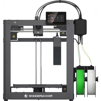 WonderMaker ZR Impresora 3D con Wi-Fi, volumen de impresión 300 x 300 x 300 mm, impresión en 4 colores, marco metálico, gris