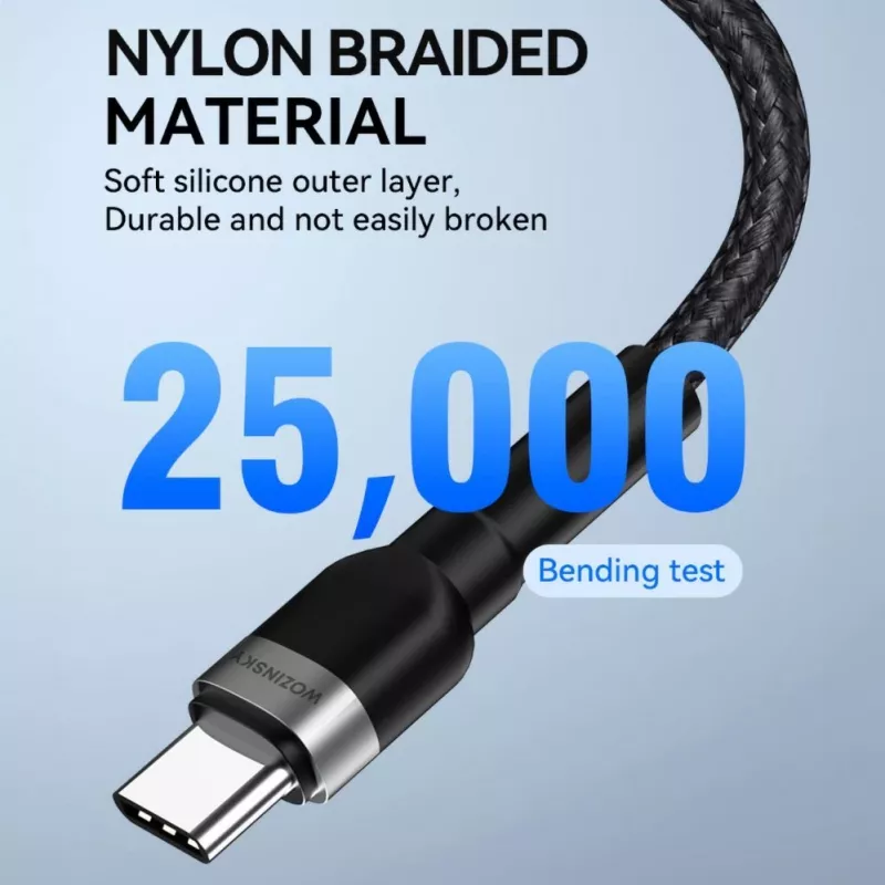 Cable USB-C a USB-C Wozinsky 1 m 60W PD carga rápida y sincronización de datos negro