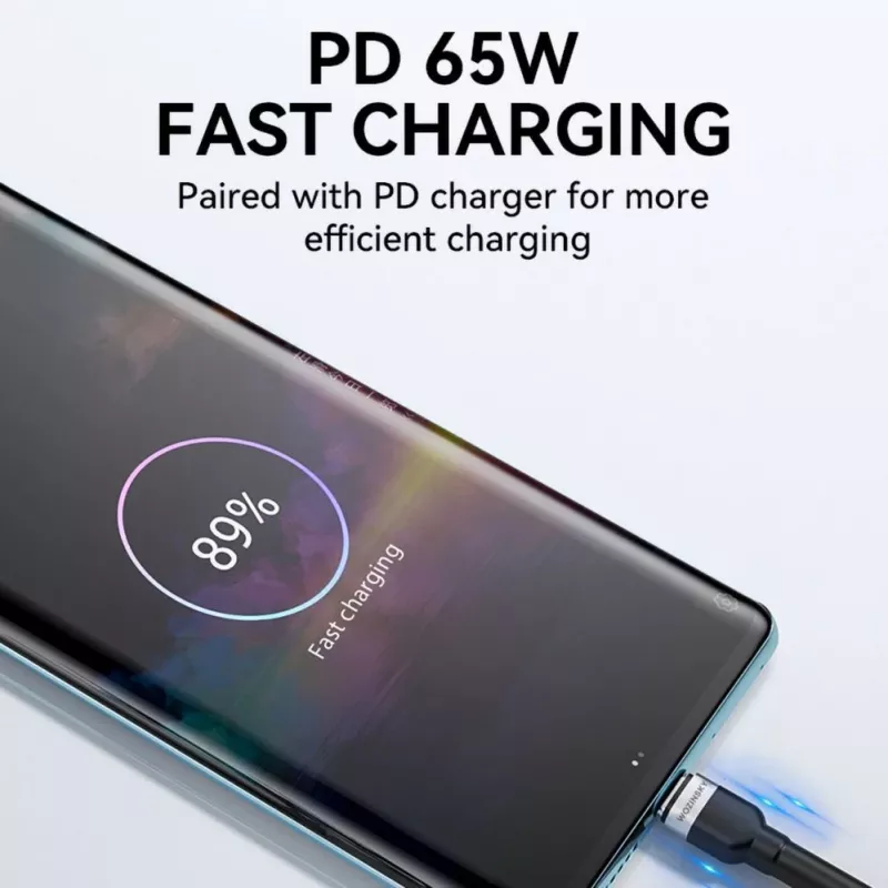 Cable USB-C a USB-C Wozinsky 1 m 60W PD carga rápida y sincronización de datos negro