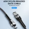 Cable USB-C a USB-C Wozinsky 1 m 60W PD carga rápida y sincronización de datos negro