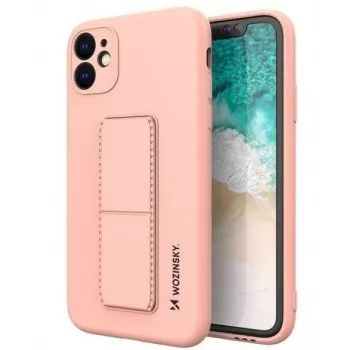 Wozinsky Apple iPhone 12 Funda con soporte de silicona rosa