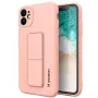 Wozinsky Apple iPhone 12 Funda con soporte de silicona rosa