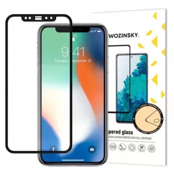 Wozinsky Cristal templado con adhesivo pantalla completa para Apple iPhone 12 Pro/12 Negro