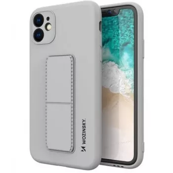 Funda con soporte Wozinsky para Apple iPhone 12 Pro Max, funda de silicona con soporte Plateada