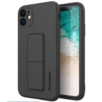 Wozinsky Apple iPhone 12 Pro Max funda de silicona con soporte negro
