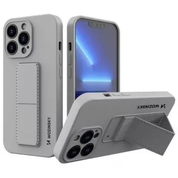 Wozinsky Funda con Soporte para Apple iPhone 13 Funda de Silicona con Patas Gris