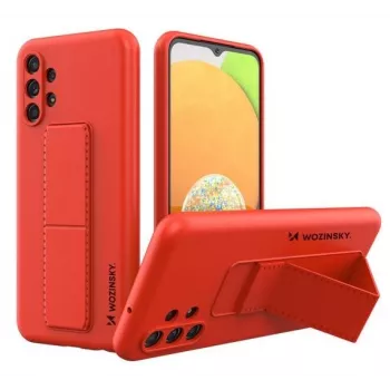 Wozinsky Funda con soporte para Samsung Galaxy A13 5G de silicona con pie roja