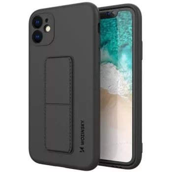 Wozinsky Funda de silicona con soporte para Apple iPhone 12 - Negra