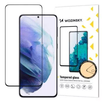 Wozinsky Protector de pantalla completa de cristal templado Full Glue súper duradero con marco compatible con funda para Samsung Galaxy S22 negro