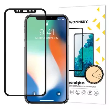 Wozinsky Protector de Pantalla Super Tough Full Glue Cristal Templado Completo Compatible con Funda para Apple iPhone XR / iPhone 11 Negro