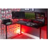 X Rocker 2022068 Escritorio gaming en L con iluminación LED RGB, acabado efecto fibra de carbono, negro