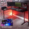 X Rocker 2022068 Escritorio gaming en L con iluminación LED RGB, acabado efecto fibra de carbono, negro