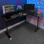 X Rocker 2022068 Escritorio gaming en L con iluminación LED RGB, acabado efecto fibra de carbono, negro