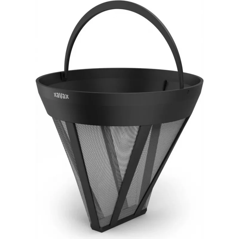Filtro de café permanente Xavax talla 4 Barista, malla de acero inoxidable reutilizable, talla universal, negro
