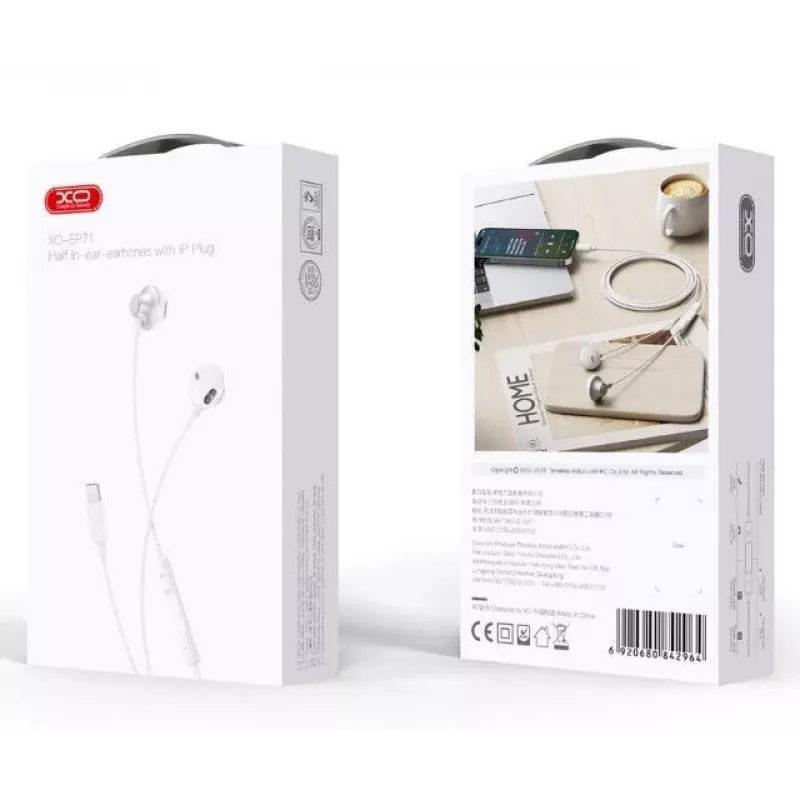 XO Auriculares con cable universales EP71 Lightning Blancos