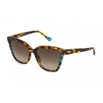 YALEA Gafas de sol de mujer SYA028N550743 Havana montura cuadrada de acetato lente degradada marrón UV400