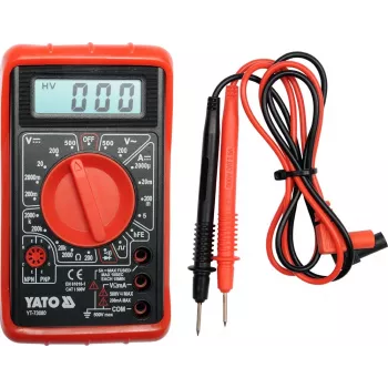Yato YT-73080 Multímetro digital con retroiluminación, selección manual de rango, CAT II 600V