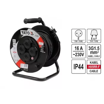 Yato YT-81052 alargador enrollable 4 tomas CA 20 m