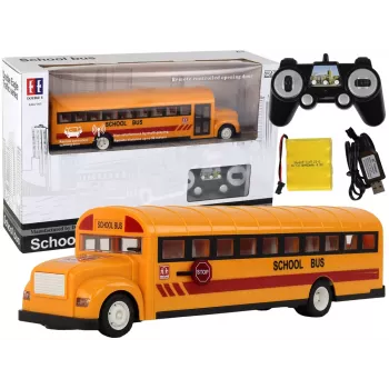 Autobús escolar amarillo teledirigido RC con puerta de apertura 4690 Lean Toys