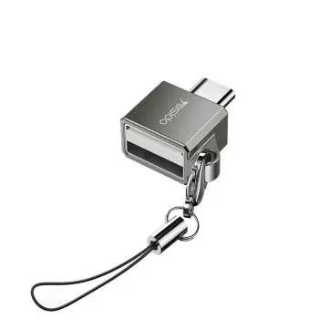 YESIDO Adaptador OTG USB Type-C GS08 Mini de aleación de aluminio con lector de tarjetas - negro