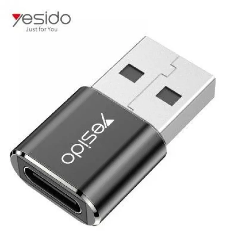 YESIDO GS09 Mini Adaptador OTG USB Type-C a USB-A de aleación de aluminio Negro