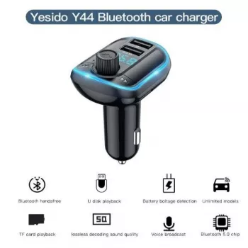 Reproductor MP3 YESIDO Y44 con cargador de coche Bluetooth, 2 USB, negro