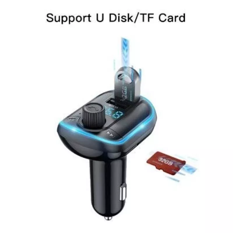 YESIDO Y44 Reproductor MP3 Cargador de coche Bluetooth, 2 USB, negro