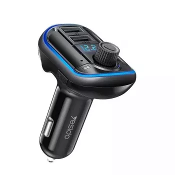 Reproductor MP3 YESIDO Y44 con cargador de coche Bluetooth, 2 USB, negro