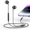 Auriculares in-ear YESIDO YH48 de aleación de aluminio con mando a distancia y conector Lightning, con cable, negro