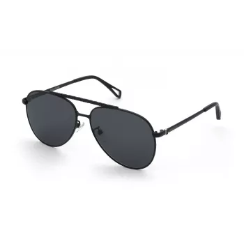 ZADIG & VOLTAIRE SZV415-600531 Gafas de sol cuadradas unisex, montura de acetato negra, lentes de policarbonato grises, protección UV400