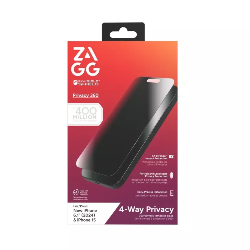 ZAGG InvisibleShield Glass Elite Privacy 360 Protección de pantalla para iPhone 14 Pro Max