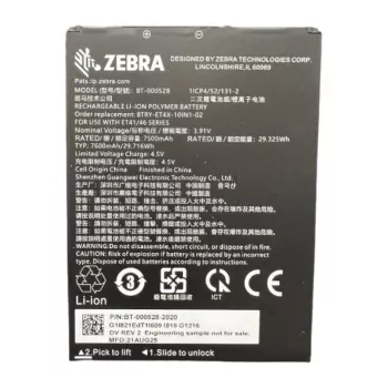 Zebra BTRY-ET401-10INC-01 Batería interna de repuesto extraíble para tablet ET401 de 10 pulgadas, 7600 mAh