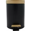 Zeller 18910 cubo de pedal con cierre suave y tapa de bambú 3L, negro mate