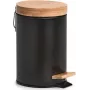 Zeller 18910 cubo de pedal con cierre suave y tapa de bambú 3L, negro mate