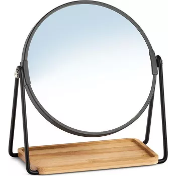 Zeller Present 18738 Espejo de maquillaje redondo de pie, negro