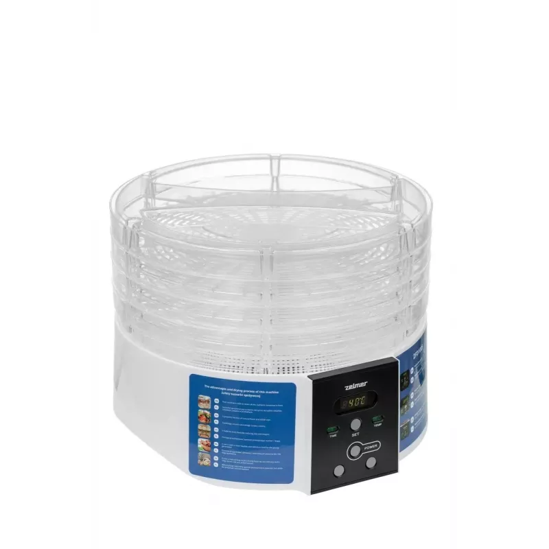 Zelmer ZFD1005 Deshidratador de alimentos 520W con 5 bandejas transparentes y control electrónico