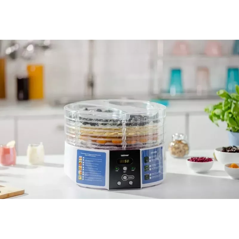 Zelmer ZFD1005 Deshidratador de alimentos 520W con 5 bandejas transparentes y control electrónico