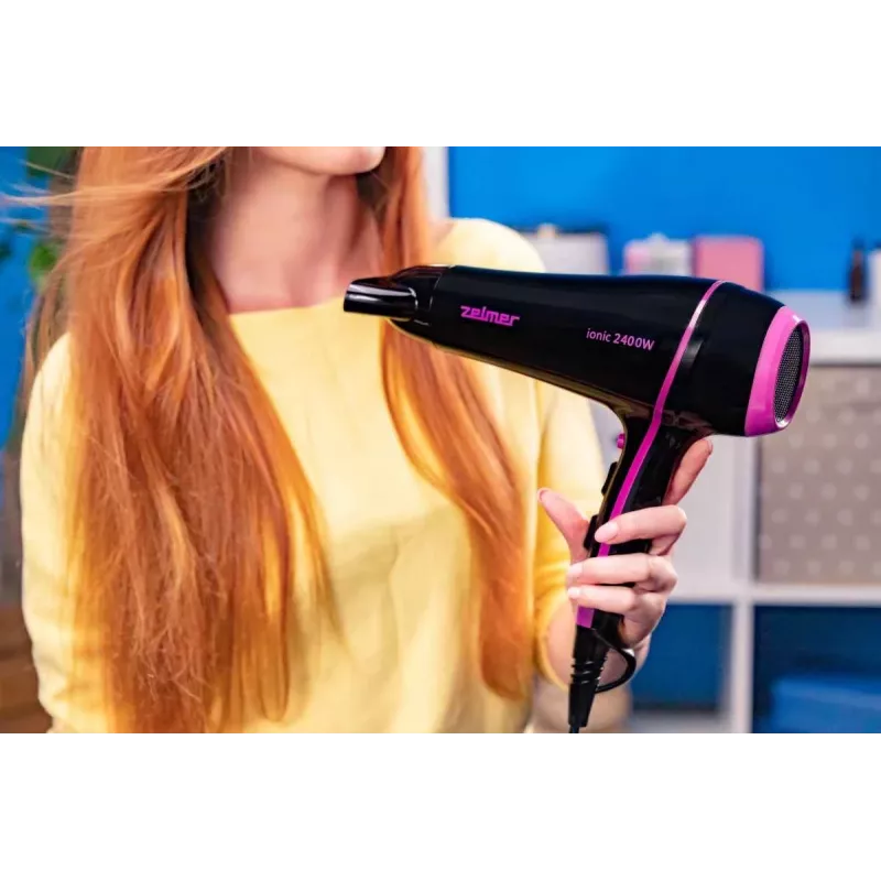 Zelmer ZHD8360 Secador de pelo iónico 2200W negro/plata con difusor