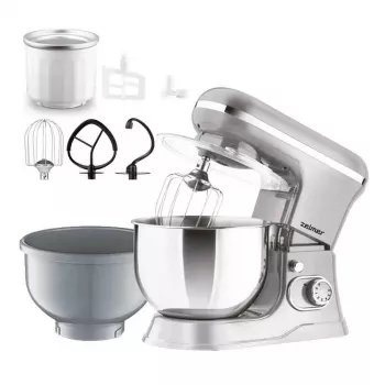 Zelmer ZKR1360 Robot de cocina – 1300 W, bol de 5,5 L, batidor planetario, negro/plata
