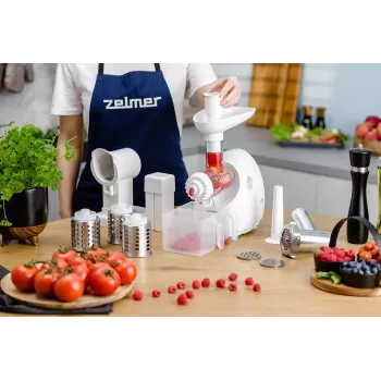 Zelmer ZMM4050B Picadora de carne 1900W con 3 discos, embutidora, juego de kubbe y cortador de verduras