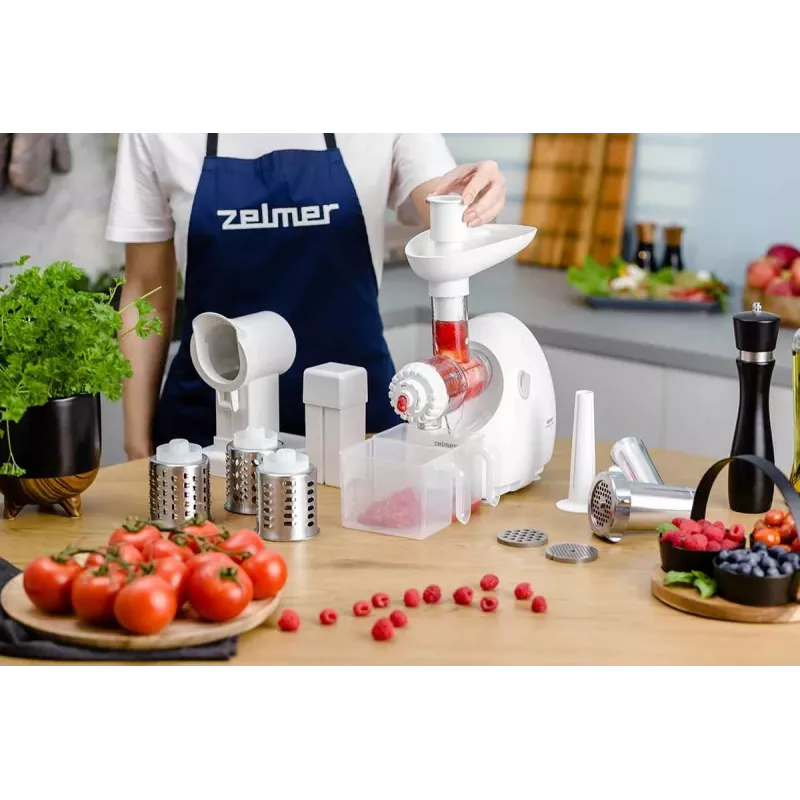 Zelmer ZMM4050B Picadora de carne 1900W con 3 discos, embutidora, juego de kubbe y cortador de verduras