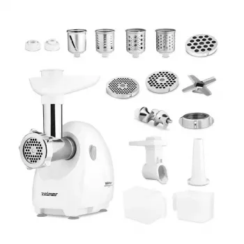 Zelmer ZMM4050B Picadora de carne 1900W con 3 discos, embutidora, juego de kubbe y cortador de verduras