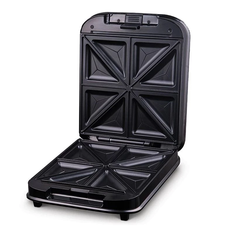 Zelmer ZSM7410 1200W sandwichera para 4 sándwiches, placas antiadherentes, acero inoxidable/negro