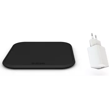 Zens cargador inalámbrico individual Combi Pack USB - base de carga rápida de 10W certificada Qi con fuente de alimentación de 12W, negro