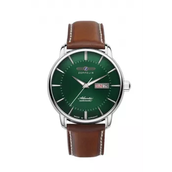 Zeppelin Atlantic 84664 Reloj automático, 40 mm, esfera negra, correa de piel marrón