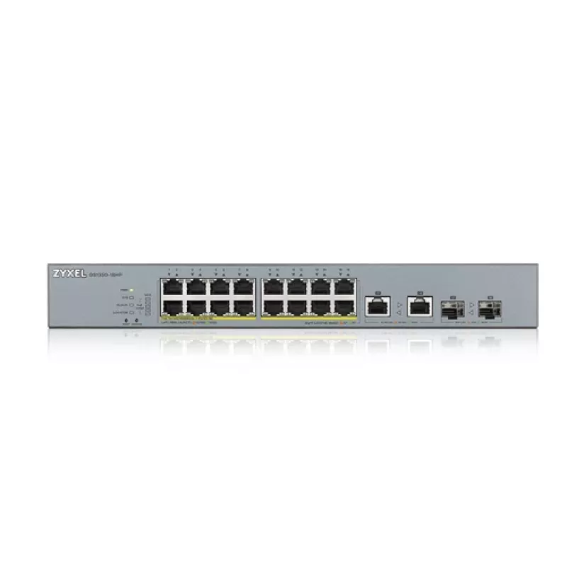 ZyXEL GS1350-18HP-EU0101F Switch Gigabit PoE+ Smart Managed con 16 puertos PoE+ y 2 uplinks SFP, presupuesto 250W